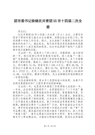2024年团市委书记徐晓在共青团市十四届二次全委