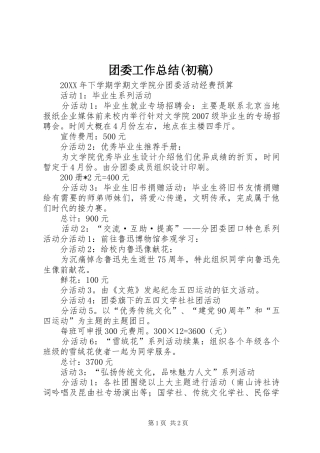 2024年团委工作总结初稿