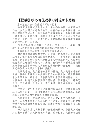 2024年团委核心价值观学习讨论阶段总结
