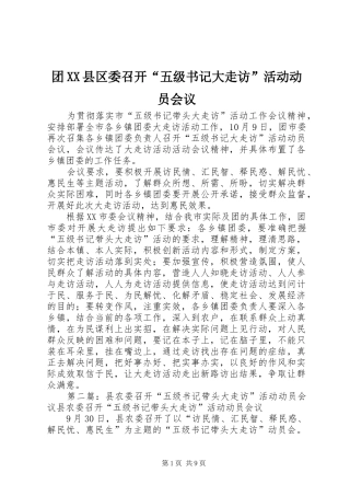 2024年团县区委召开五级书记大走访活动动员会议