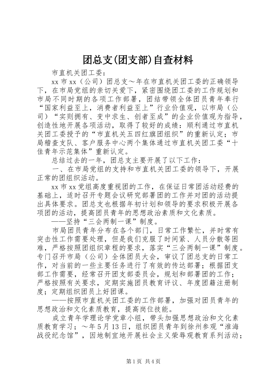 2024年团总支团支部自查材料_第1页