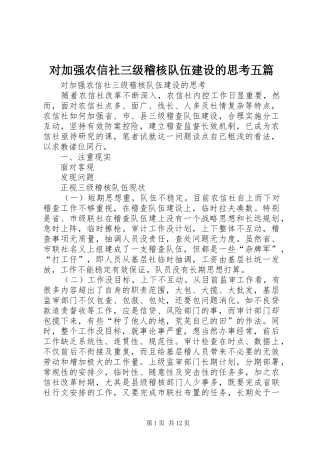 2024年对加强农信社三级稽核队伍建设的思考五篇