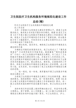 2024年卫生院医疗卫生机构服务环境规范化建设工作总结精