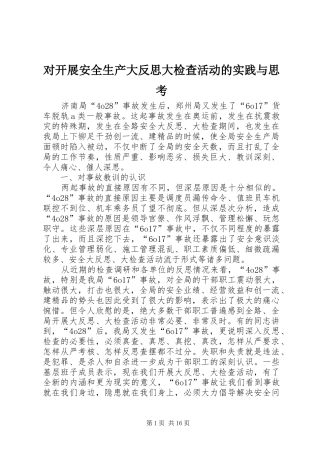 2024年对开展安全生产大反思大检查活动的实践与思考