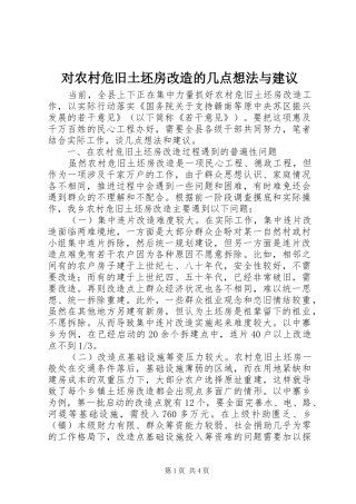 2024年对农村危旧土坯房改造的几点想法与建议