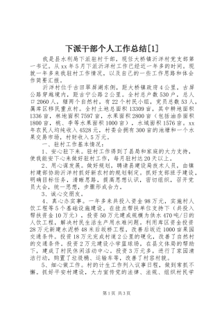 2024年下派干部个人工作总结