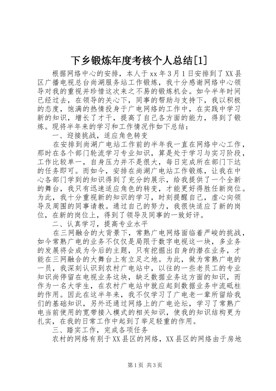 2024年下乡锻炼年度考核个人总结_第1页