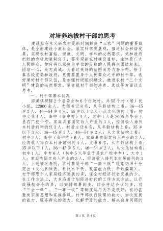 2024年对培养选拔村干部的思考