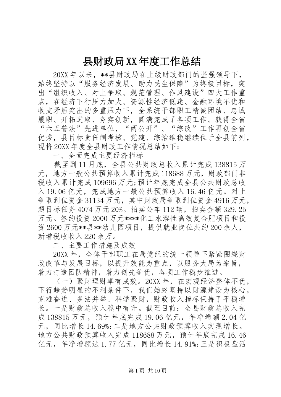 2024年县财政局年度工作总结_第1页