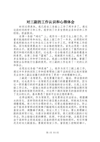 2024年对三副的工作认识和心得体会