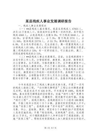 2024年县残疾人事业发展调研报告