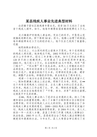 2024年县残疾人事业先进典型材料