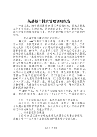 2024年县城市排水管理调研报告