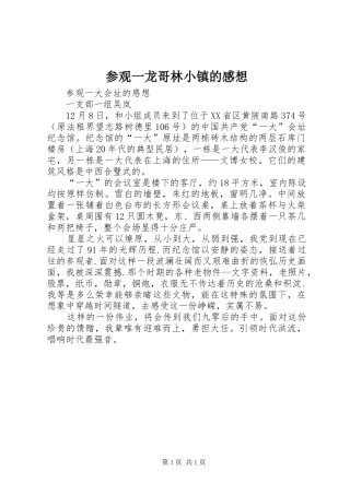 2024年参观一龙哥林小镇的感想