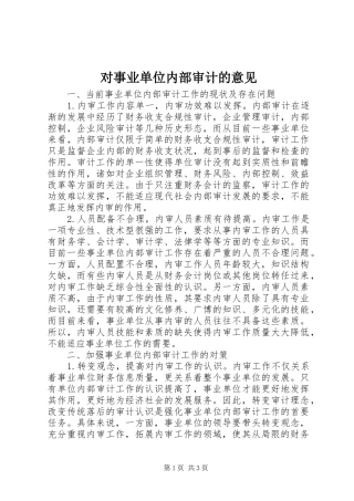 2024年对事业单位内部审计的意见