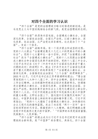 2024年对四个全面的学习认识
