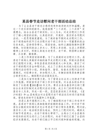 2024年县春节走访慰问老干部活动总结