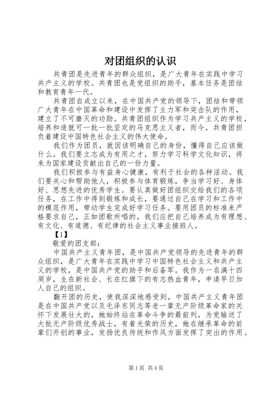 2024年对团组织的认识_第1页