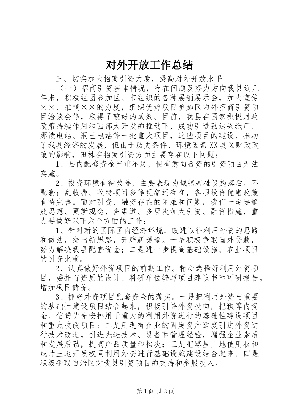 2024年对外开放工作总结_第1页