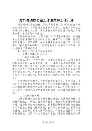 2024年对外协调办公室工作总结和工作计划