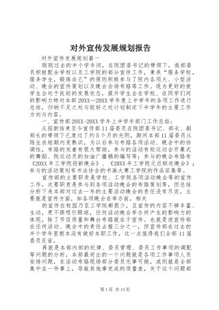 2024年对外宣传发展规划报告