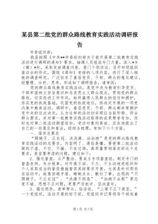 2024年县第二批党的群众路线教育实践活动调研报告