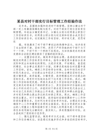 2024年县对村干部实行目标管理工作经验作法