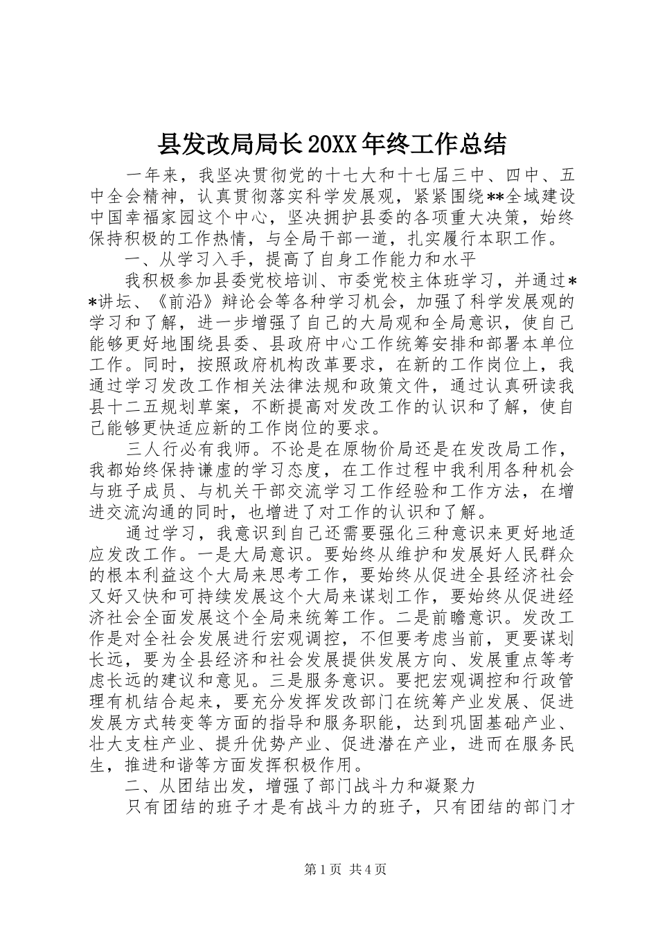 2024年县发改局局长终工作总结_第1页