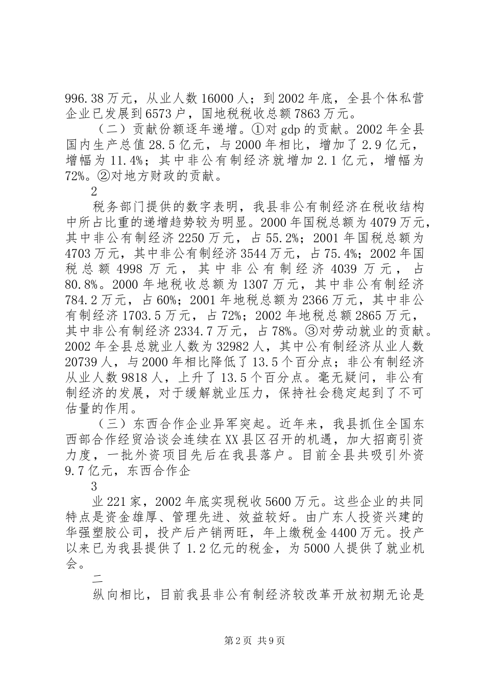 2024年对我县非公有制经济发展情况的调查与建议_第2页