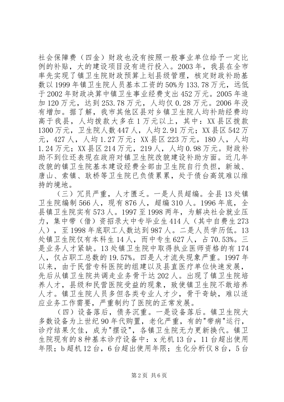 2024年对我县镇卫生院发展情况的调研报告_第2页