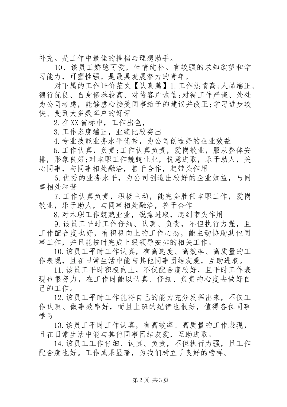 2024年对下属的工作评价范文_第2页
