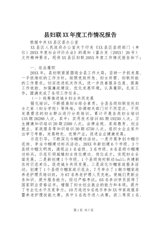 2024年县妇联年度工作情况报告