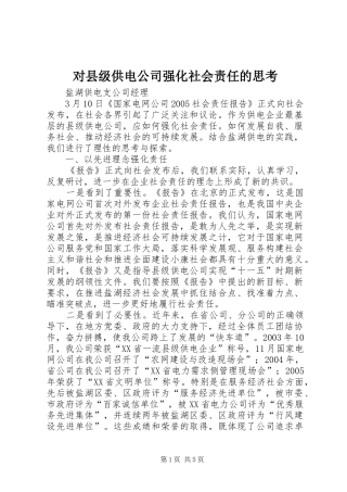 2024年对县级供电公司强化社会责任的思考