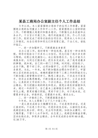 2024年县工商局办公室副主任个人工作总结