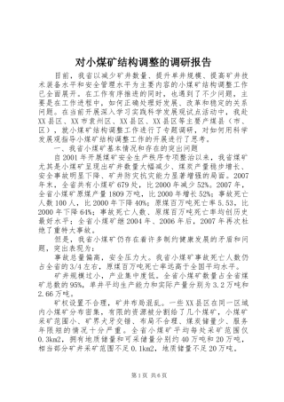 2024年对小煤矿结构调整的调研报告
