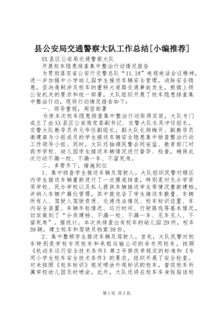 2024年县公安局交通警察大队工作总结