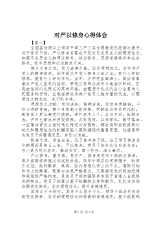 2024年对严以修身心得体会