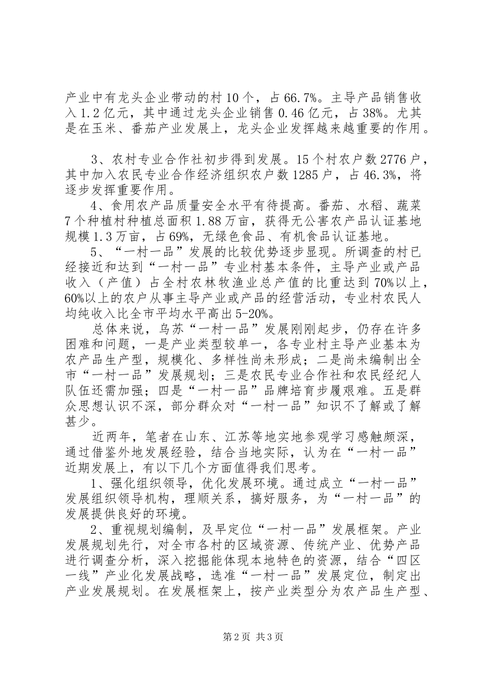 2024年对一村一品发展情况的思考_第2页