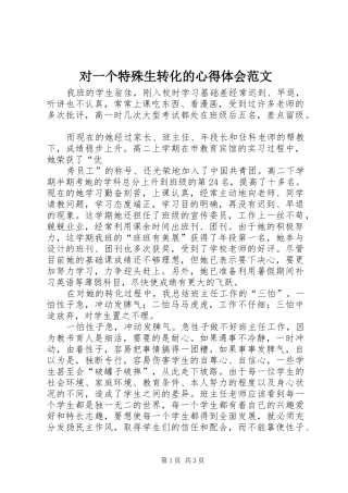 2024年对一个特殊生转化的心得体会范文