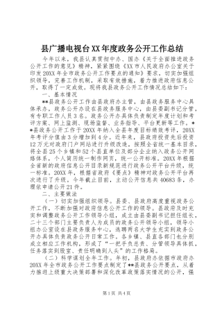 2024年县广播电视台年度政务公开工作总结