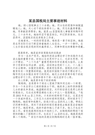 2024年县国税局主要事迹材料