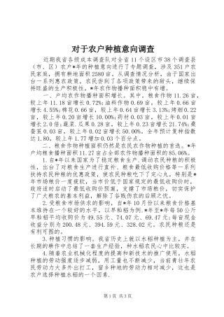 2024年对于农户种植意向调查