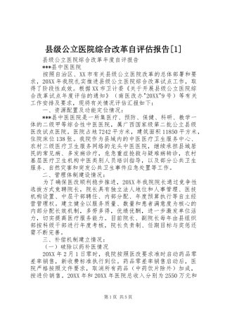 2024年县级公立医院综合改革自评估报告