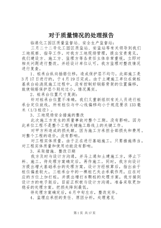 2024年对于质量情况的处理报告