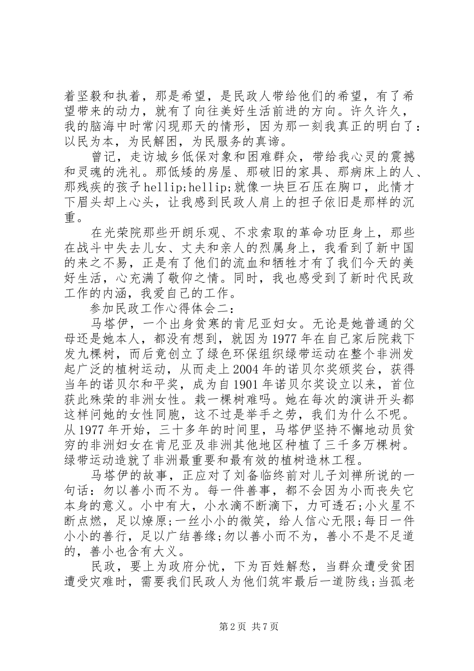 2024年参加民政工作心得体会_第2页