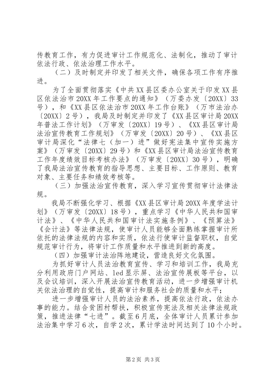 2024年县级市审计局关于上半年依法治市工作的总结报告_第2页