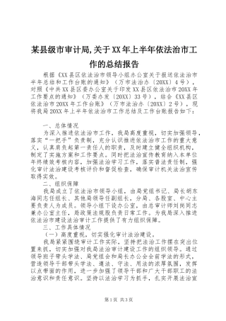 2024年县级市审计局关于上半年依法治市工作的总结报告