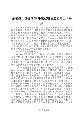 2024年县级市税务局年度政府信息公开工作年报