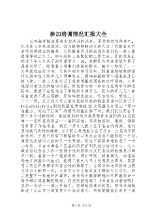 2024年参加培训情况汇报大全