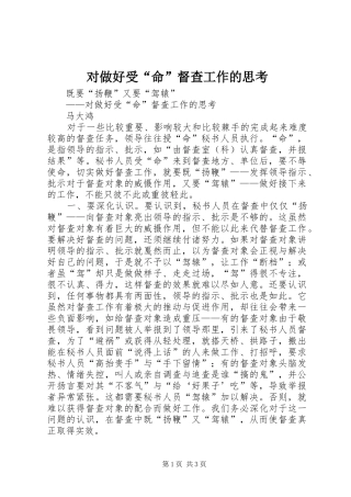 2024年对做好受命督查工作的思考